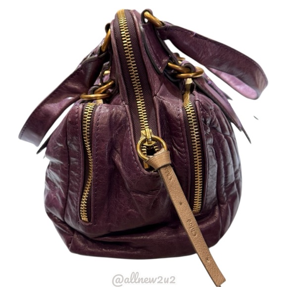 Chloe’ Bay Purple Quilted Satchel Brass Hdw Vint Handbag W/COA Multi-HOST Pick! - Picture 5 of 15